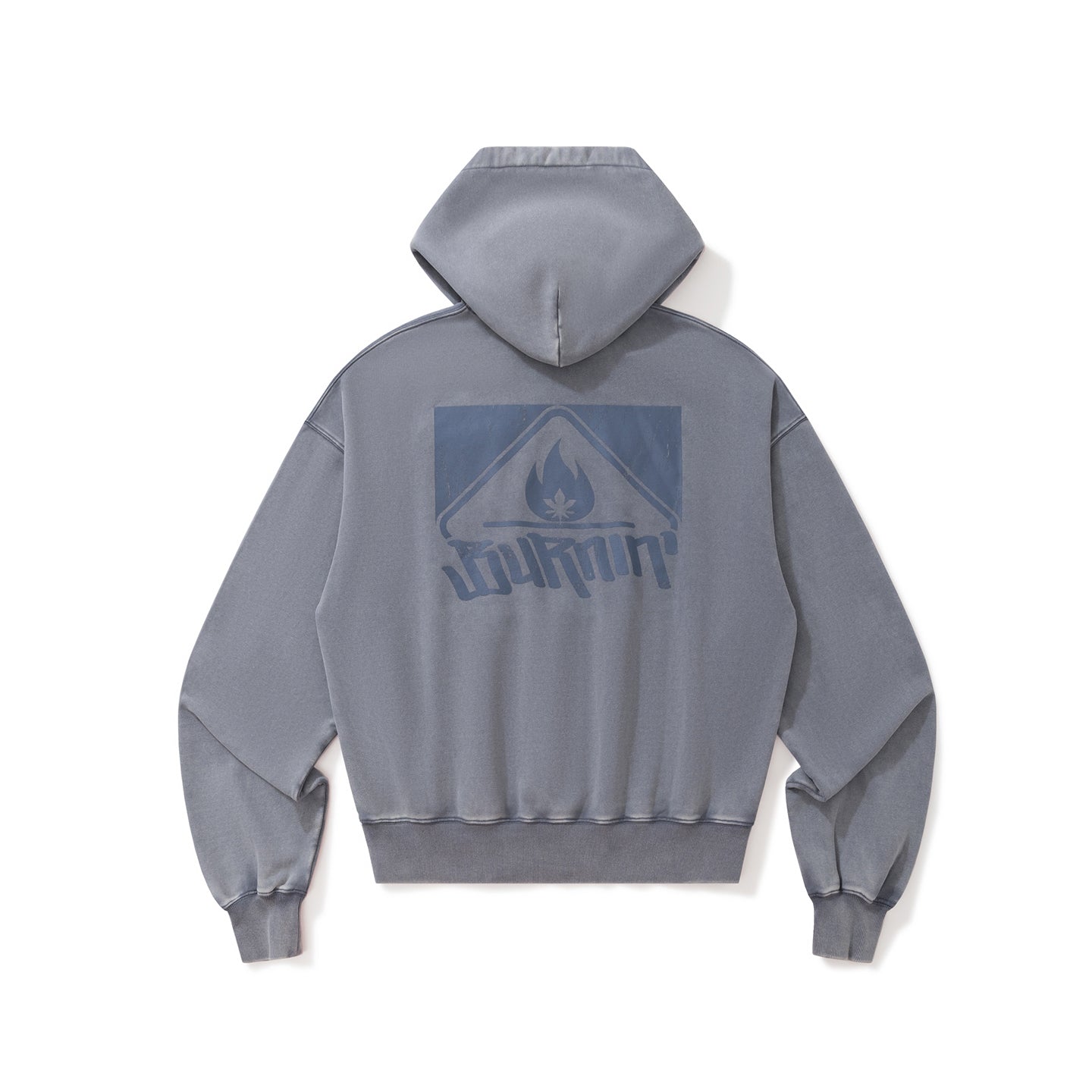 BURNIN* “97’series” worn square logo washed and distressed hooded sweatshirt - PSYLOS 1, BURNIN* “97’series” worn square logo washed and distressed hooded sweatshirt, T-Shirt, Burnin, PSYLOS 1